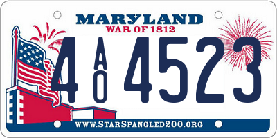 MD license plate 4AO4523