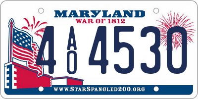 MD license plate 4AO4530