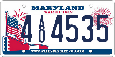 MD license plate 4AO4535