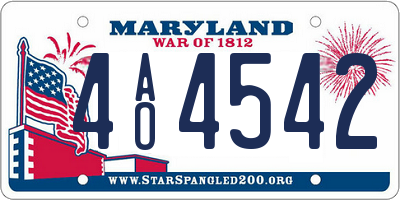 MD license plate 4AO4542