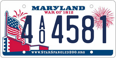 MD license plate 4AO4581