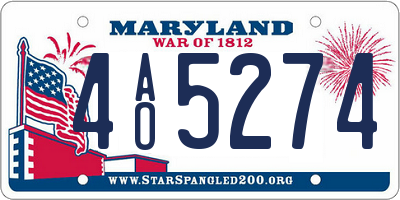 MD license plate 4AO5274