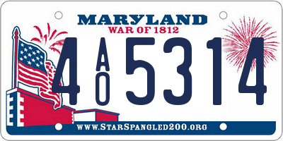 MD license plate 4AO5314