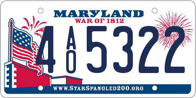 MD license plate 4AO5322