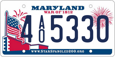 MD license plate 4AO5330