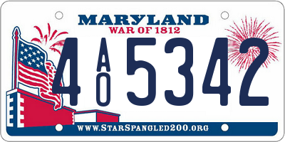 MD license plate 4AO5342