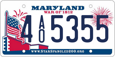 MD license plate 4AO5355