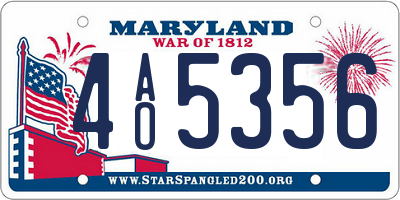 MD license plate 4AO5356