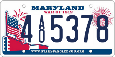 MD license plate 4AO5378