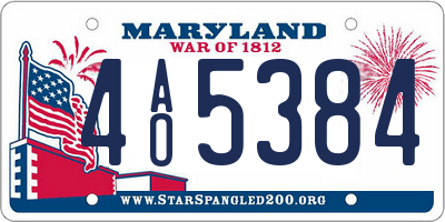 MD license plate 4AO5384
