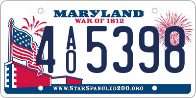 MD license plate 4AO5398