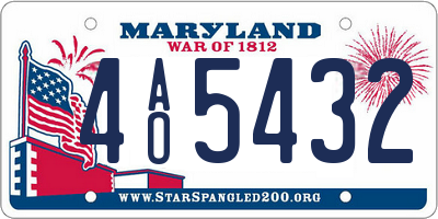 MD license plate 4AO5432