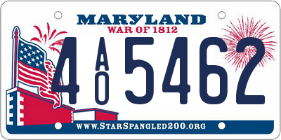 MD license plate 4AO5462