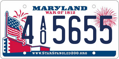 MD license plate 4AO5655