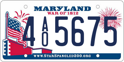 MD license plate 4AO5675