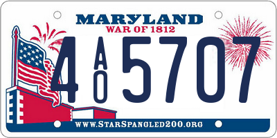 MD license plate 4AO5707