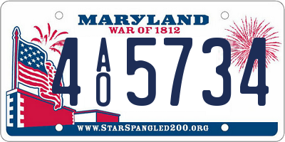 MD license plate 4AO5734