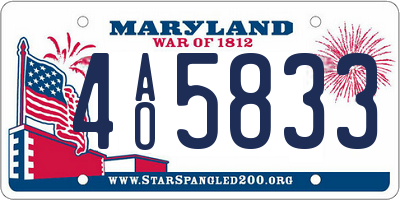 MD license plate 4AO5833