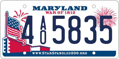 MD license plate 4AO5835