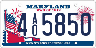 MD license plate 4AO5850