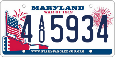 MD license plate 4AO5934
