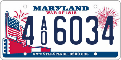 MD license plate 4AO6034