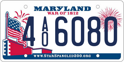 MD license plate 4AO6080
