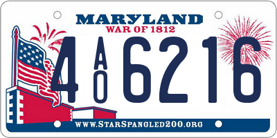 MD license plate 4AO6216