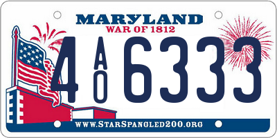 MD license plate 4AO6333