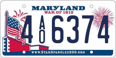 MD license plate 4AO6374