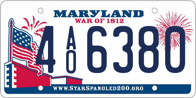 MD license plate 4AO6380