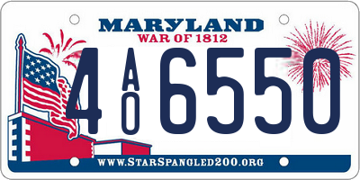 MD license plate 4AO6550