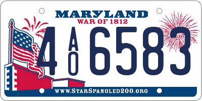 MD license plate 4AO6583