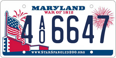 MD license plate 4AO6647