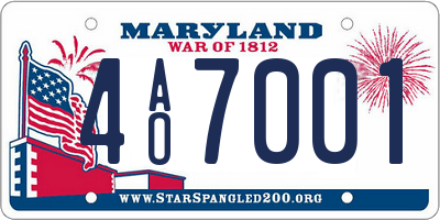 MD license plate 4AO7001