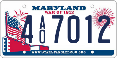 MD license plate 4AO7012