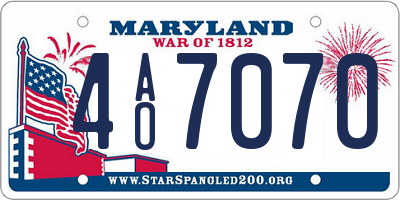 MD license plate 4AO7070