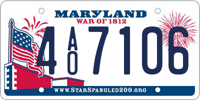 MD license plate 4AO7106