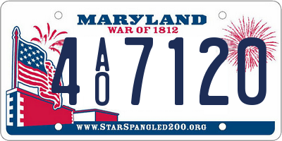 MD license plate 4AO7120