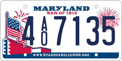 MD license plate 4AO7135