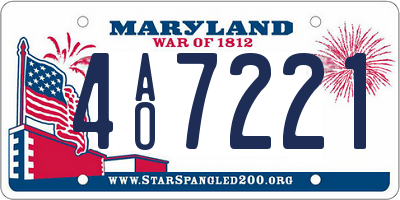 MD license plate 4AO7221