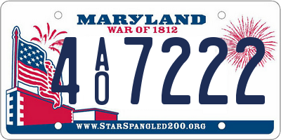 MD license plate 4AO7222