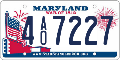 MD license plate 4AO7227