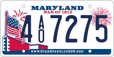 MD license plate 4AO7275