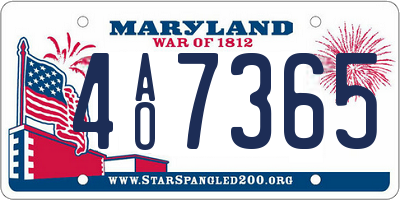 MD license plate 4AO7365