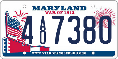 MD license plate 4AO7380