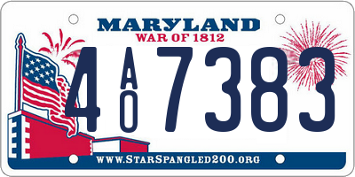 MD license plate 4AO7383