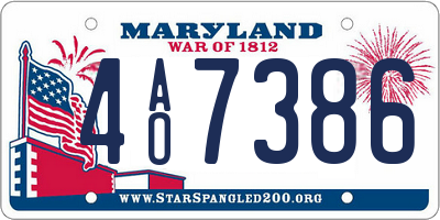 MD license plate 4AO7386