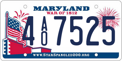 MD license plate 4AO7525