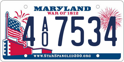 MD license plate 4AO7534